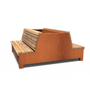 Benk dobbelt cortenstål 200x200x90