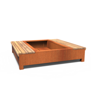 Benk dobbelt cortenstål 200x200x45