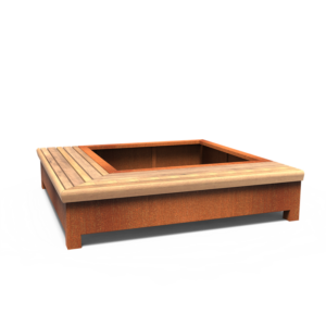 Benk hjørne cortenstål 200x200x45
