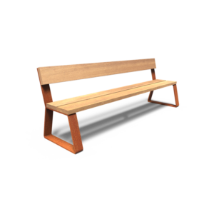 MIO benk med ryggstøtte cortenstål