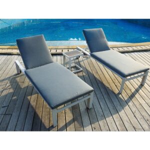 Calor solsenger og sidebord - hvit ramme